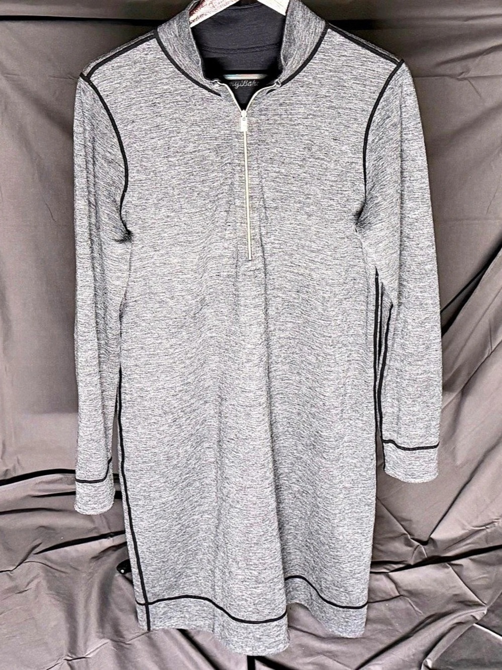 Tommy Bahama Flip Side Reversible Half-Zip Sweater Dress - Grey / Black (M/L)